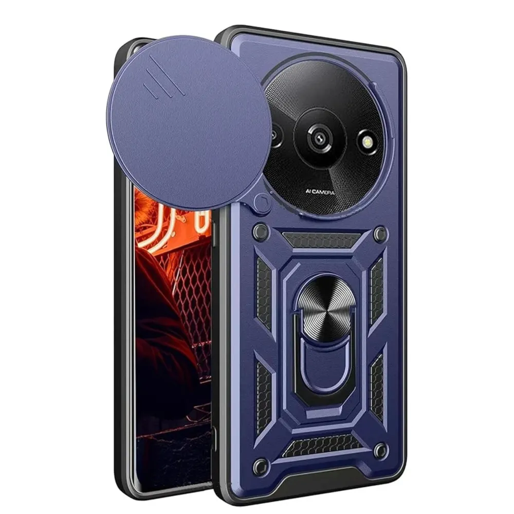 Newface Xiaomi Redmi A3 4G Kılıf Pars Lens Yüzüklü Silikon - Lacivert
