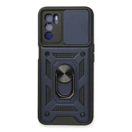 Newface Oppo A16 Kılıf Pars Lens Yüzüklü Silikon - Lacivert