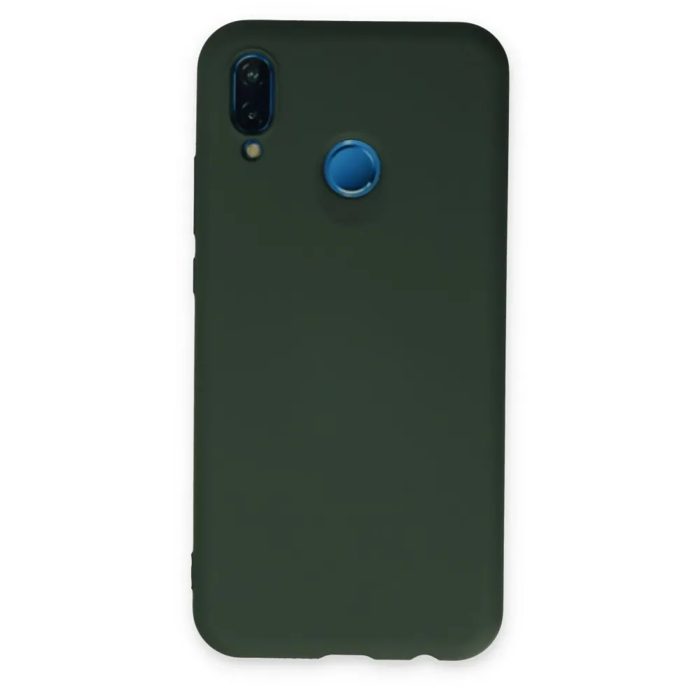 Newface Huawei P20 Lite Kılıf Nano Içi Kadife Silikon - Koyu Yeşil