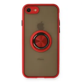 Newface Iphone 7 Kılıf Montreal Yüzüklü Silikon Kapak - Kırmızı