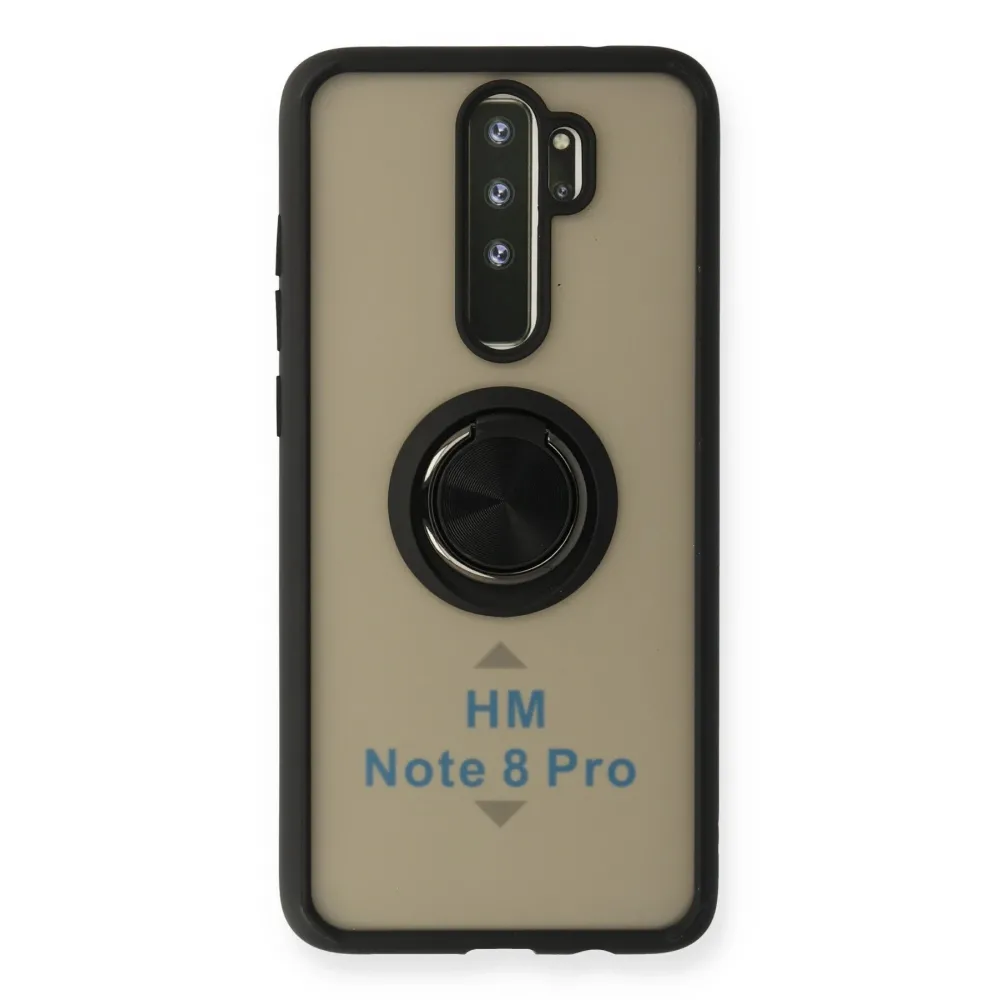 Newface Xiaomi Redmi Note 8 Pro Kılıf Montreal Yüzüklü Silikon Kapak - Siyah