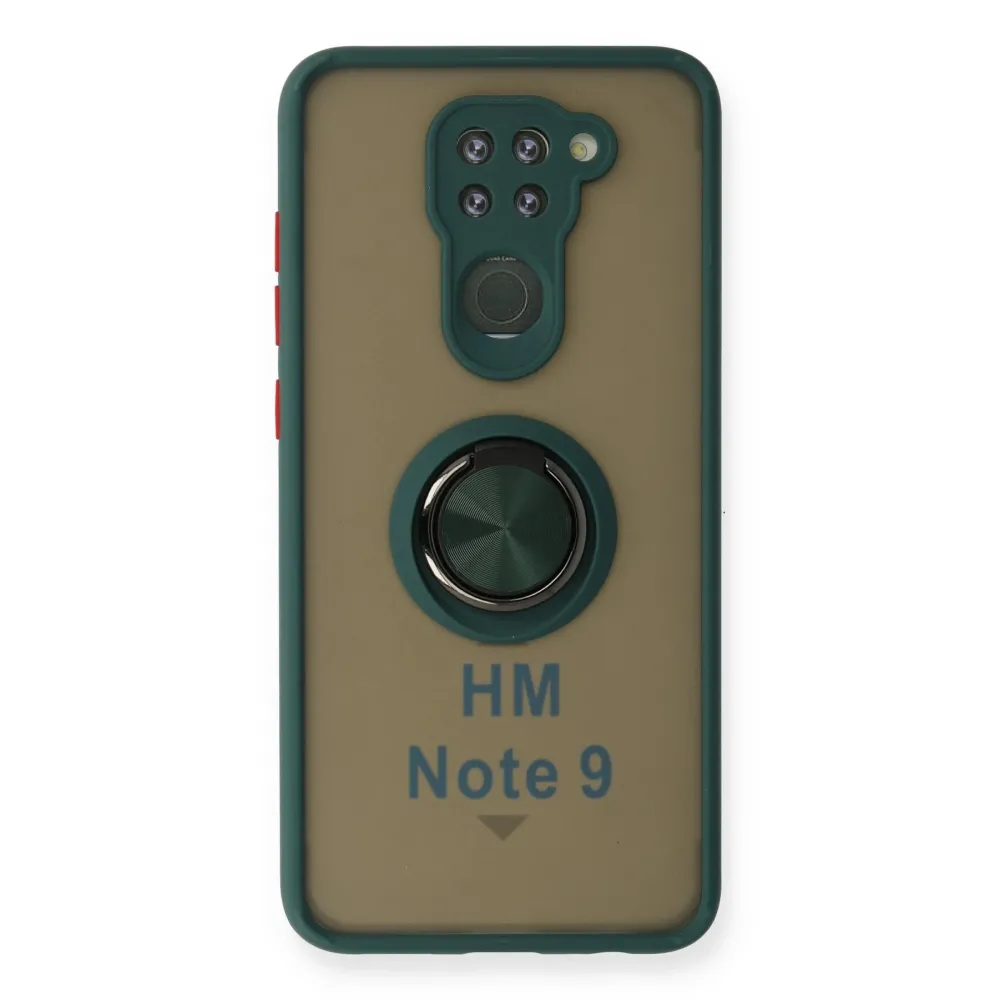 Newface Xiaomi Redmi Note 9 Kılıf Montreal Yüzüklü Silikon Kapak - Yeşil