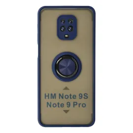 Newface Xiaomi Redmi Note 9 Pro Kılıf Montreal Yüzüklü Silikon Kapak - Lacivert