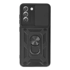 Newface Samsung Galaxy S21 Fe Kılıf Pars Lens Yüzüklü Silikon - Siyah