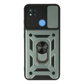 Newface Xiaomi Redmi 9C Kılıf Pars Lens Yüzüklü Silikon - Yeşil