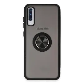 Newface Samsung Galaxy A70 Kılıf Montreal Yüzüklü Silikon Kapak - Siyah