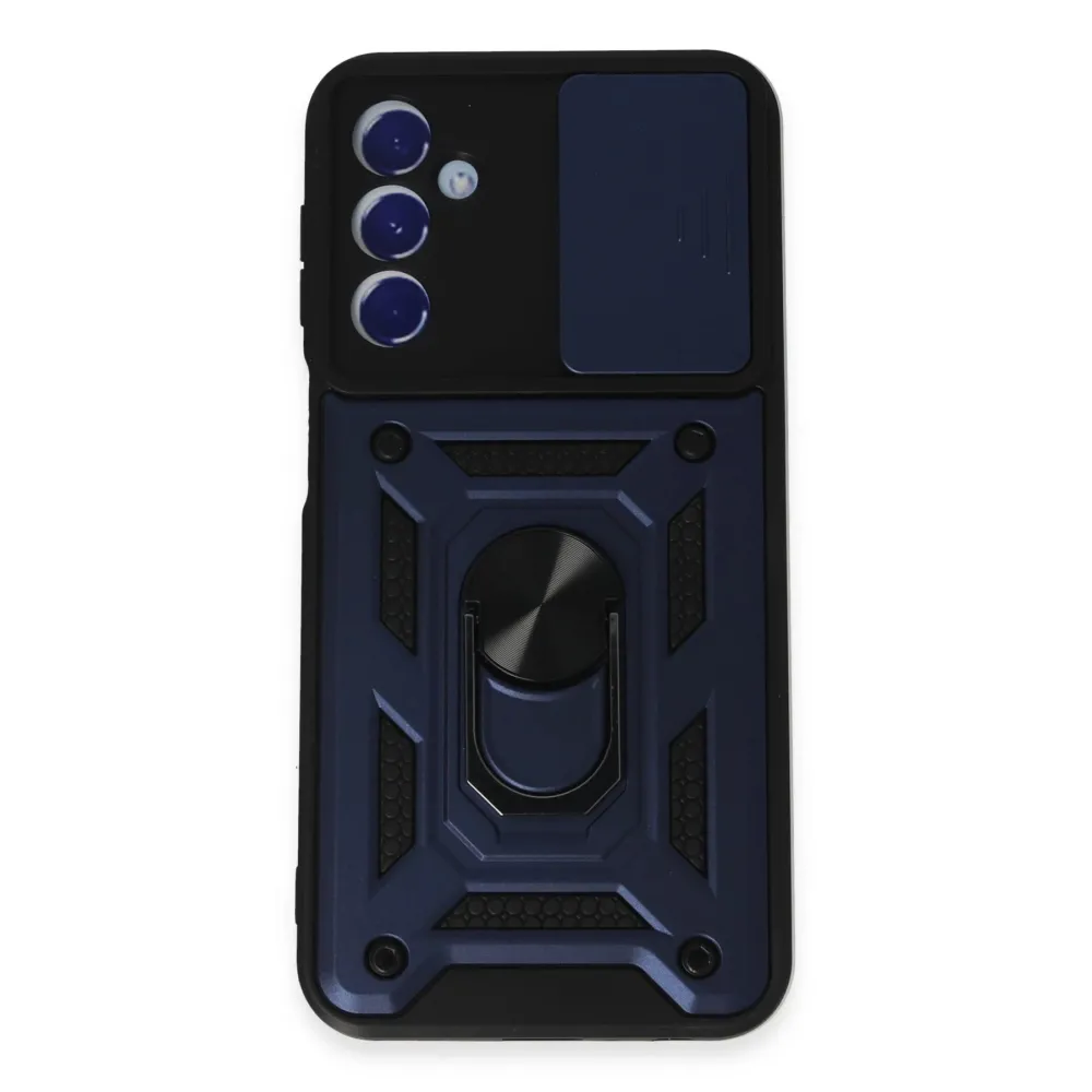 Newface Samsung Galaxy M34 5G Kılıf Pars Lens Yüzüklü Silikon - Lacivert