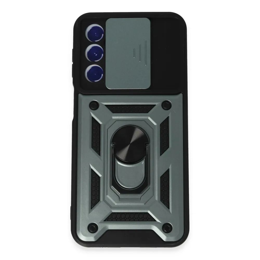 Newface Samsung Galaxy M34 5G Kılıf Pars Lens Yüzüklü Silikon - Yeşil