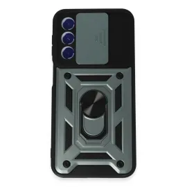 Newface Samsung Galaxy M34 5G Kılıf Pars Lens Yüzüklü Silikon - Yeşil