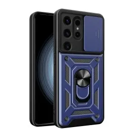 Newface Samsung Galaxy S24 Ultra Kılıf Pars Lens Yüzüklü Silikon - Lacivert