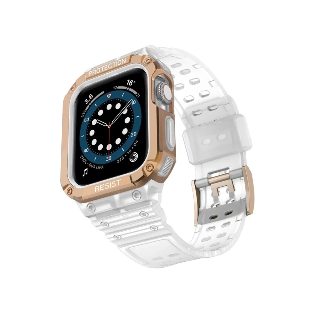 Newface Apple Watch 42mm KR401 Silikon Kordon - Beyaz-Rose