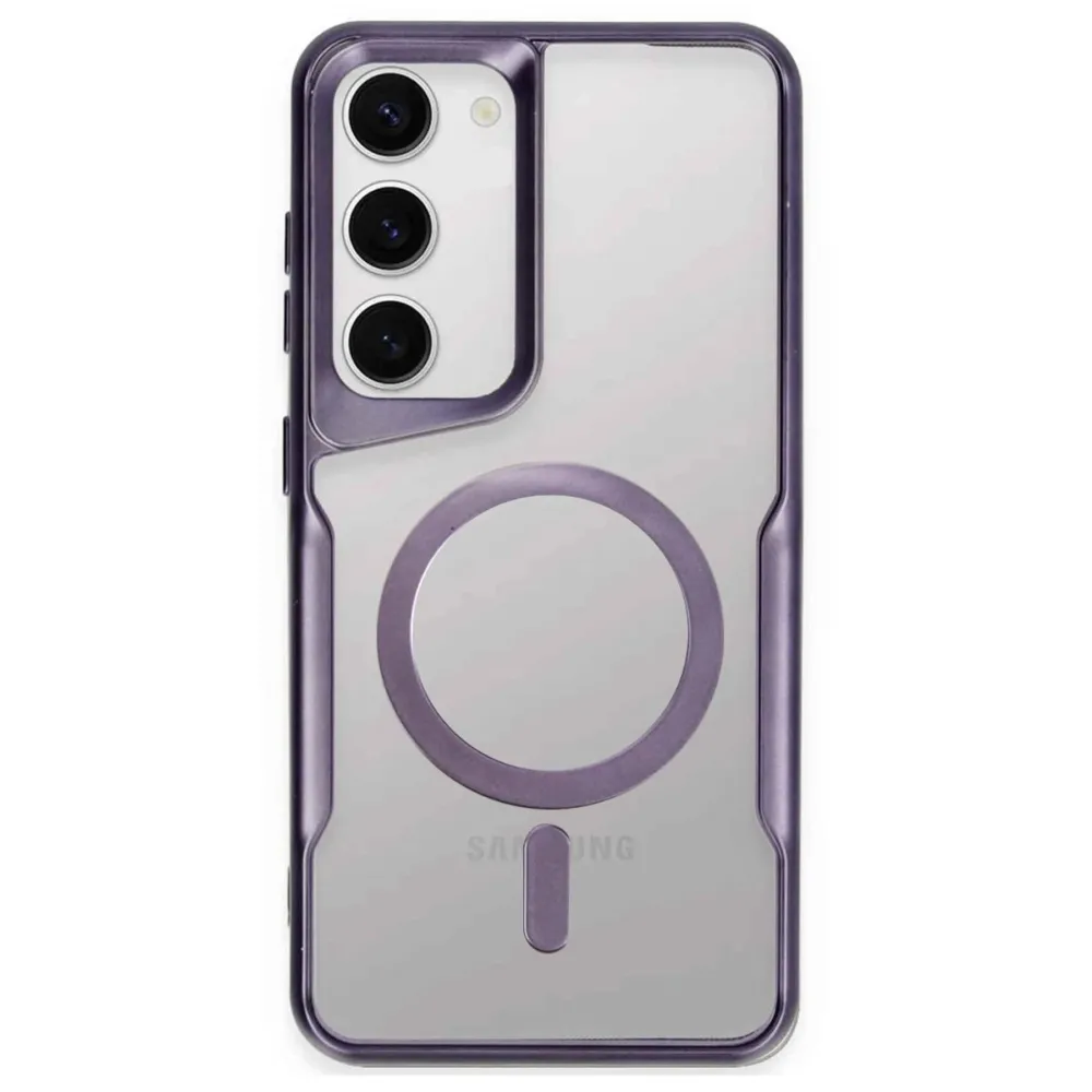 Newface Samsung Galaxy S23 Kılıf Boyi Magsafe Silikon Kapak - Derin Mor