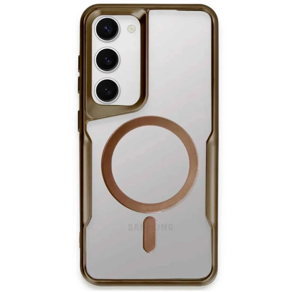 Newface Samsung Galaxy S23 Kılıf Boyi Magsafe Silikon Kapak - Kahverengi