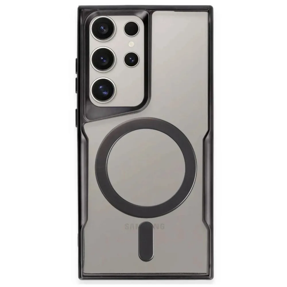 Newface Samsung Galaxy S23 Ultra Kılıf Boyi Magsafe Silikon Kapak - Siyah