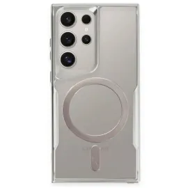 Newface Samsung Galaxy S23 Ultra Kılıf Boyi Magsafe Silikon Kapak - Gümüş