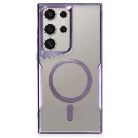 Newface Samsung Galaxy S23 Ultra Kılıf Boyi Magsafe Silikon Kapak - Derin Mor