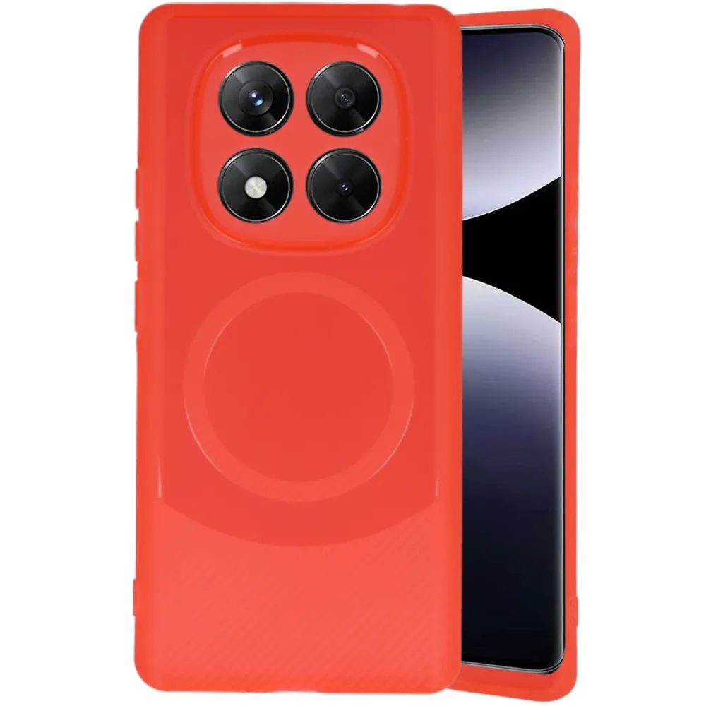 Newface Xiaomi Redmi Note 14 Pro 4G Kılıf Maya Karbon Kapak - Kırmızı