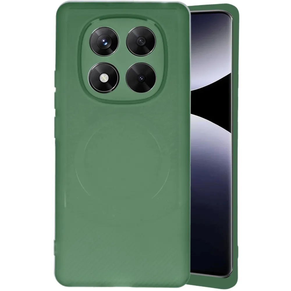 Newface Xiaomi Redmi Note 14 Pro 5G Kılıf Maya Karbon Kapak - Koyu Yeşil