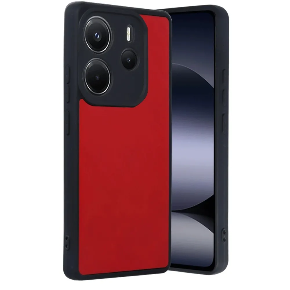 Newface Xiaomi Redmi Note 14 4G Kılıf Aras Deri Kapak - Kırmızı