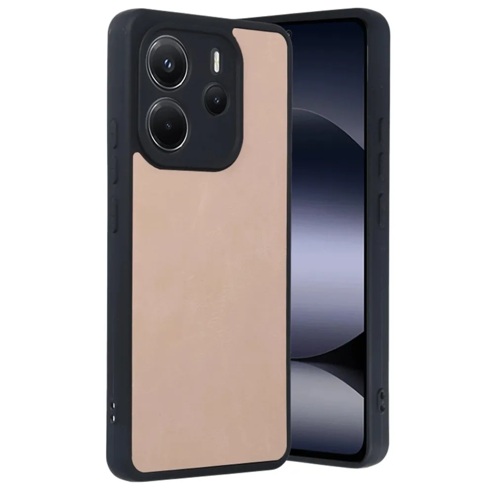 Newface Xiaomi Redmi Note 14 4G Kılıf Aras Deri Kapak - Pudra