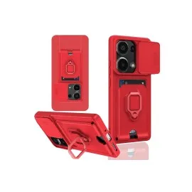 Newface Xiaomi Redmi Note 13 Pro 4G Kılıf Zuma Kartvizitli Yüzüklü Silikon - Kırmızı