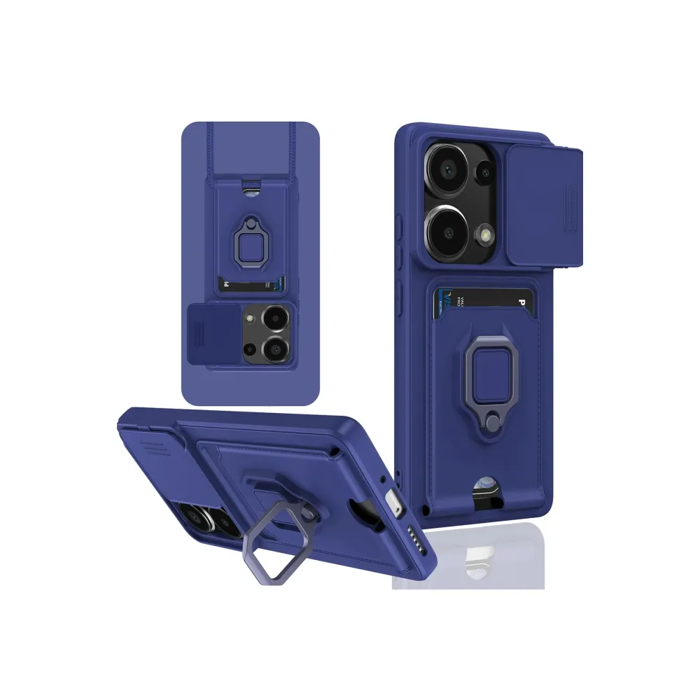 Newface Xiaomi Redmi Note 13 Pro 4G Kılıf Zuma Kartvizitli Yüzüklü Silikon - Lacivert