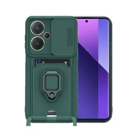 Newface Xiaomi Redmi Note 13 Pro Plus Kılıf Zuma Kartvizitli Yüzüklü Silikon - Yeşil