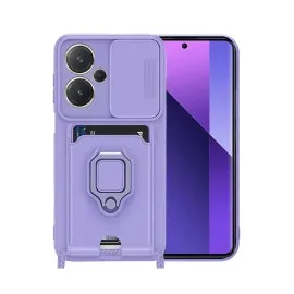 Newface Xiaomi Redmi Note 13 Pro Plus Kılıf Zuma Kartvizitli Yüzüklü Silikon - Lila