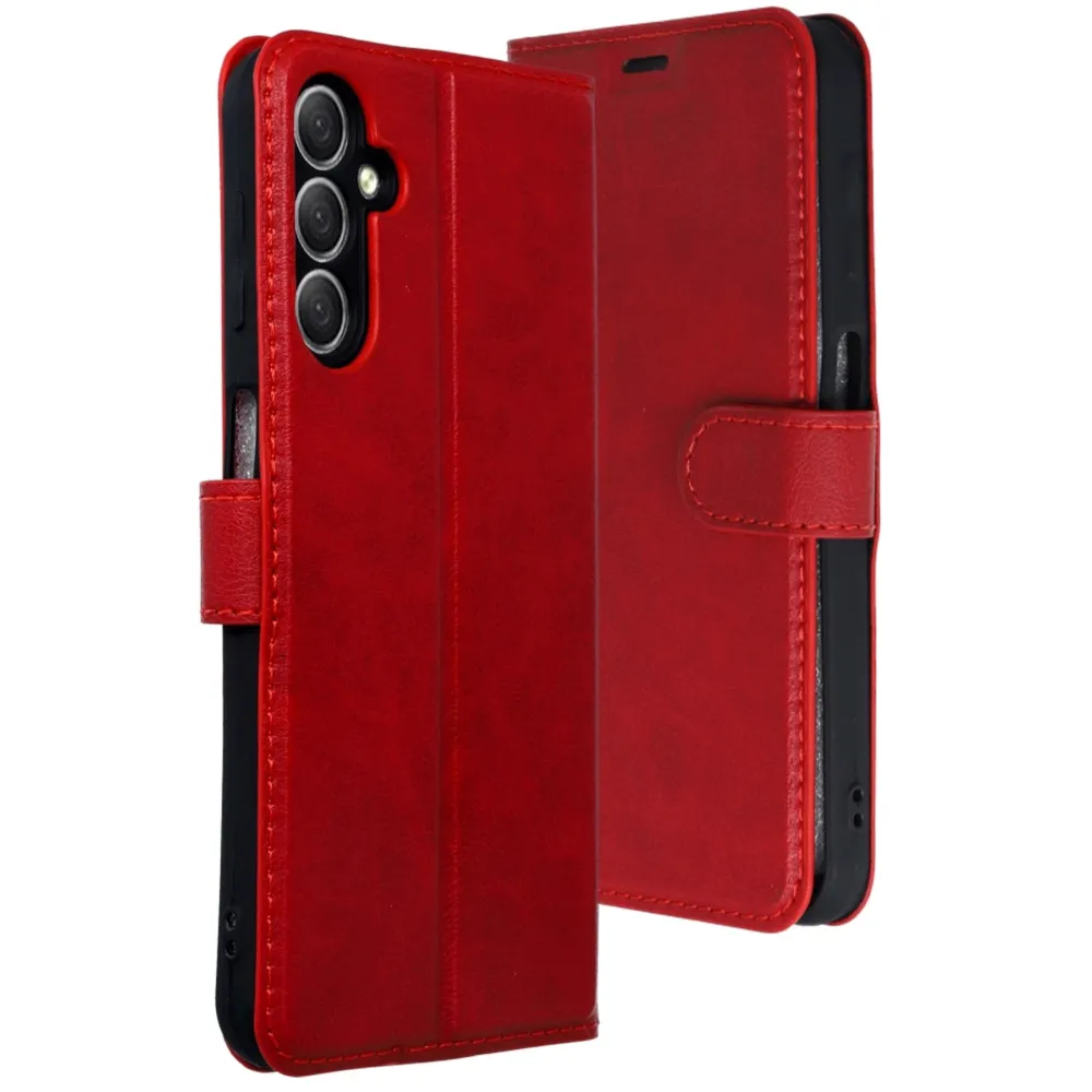 Newface Samsung Galaxy A24 4G Kılıf Trend S Plus Kapaklı Kılıf - Kırmızı