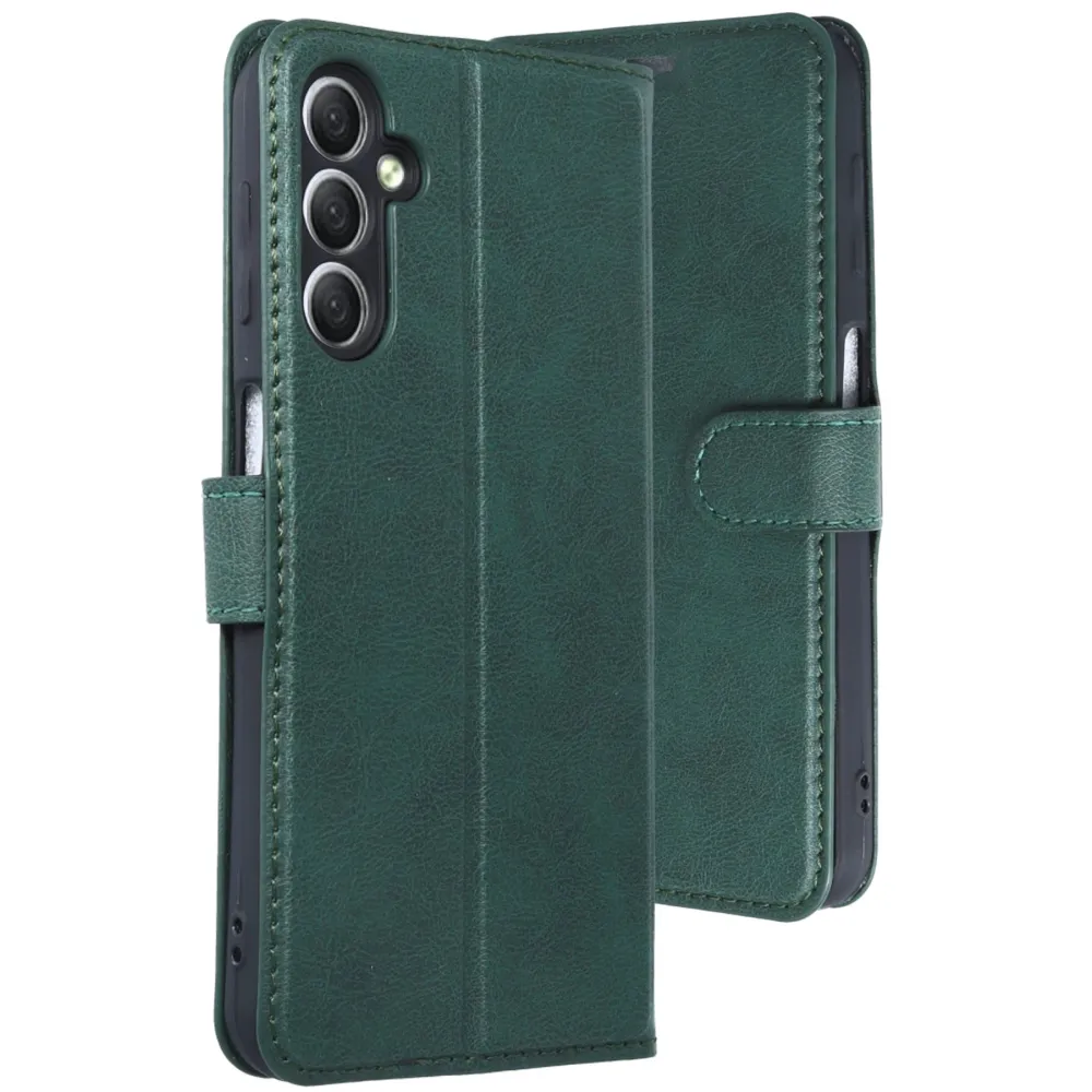 Newface Samsung Galaxy A24 4G Kılıf Trend S Plus Kapaklı Kılıf - Yeşil