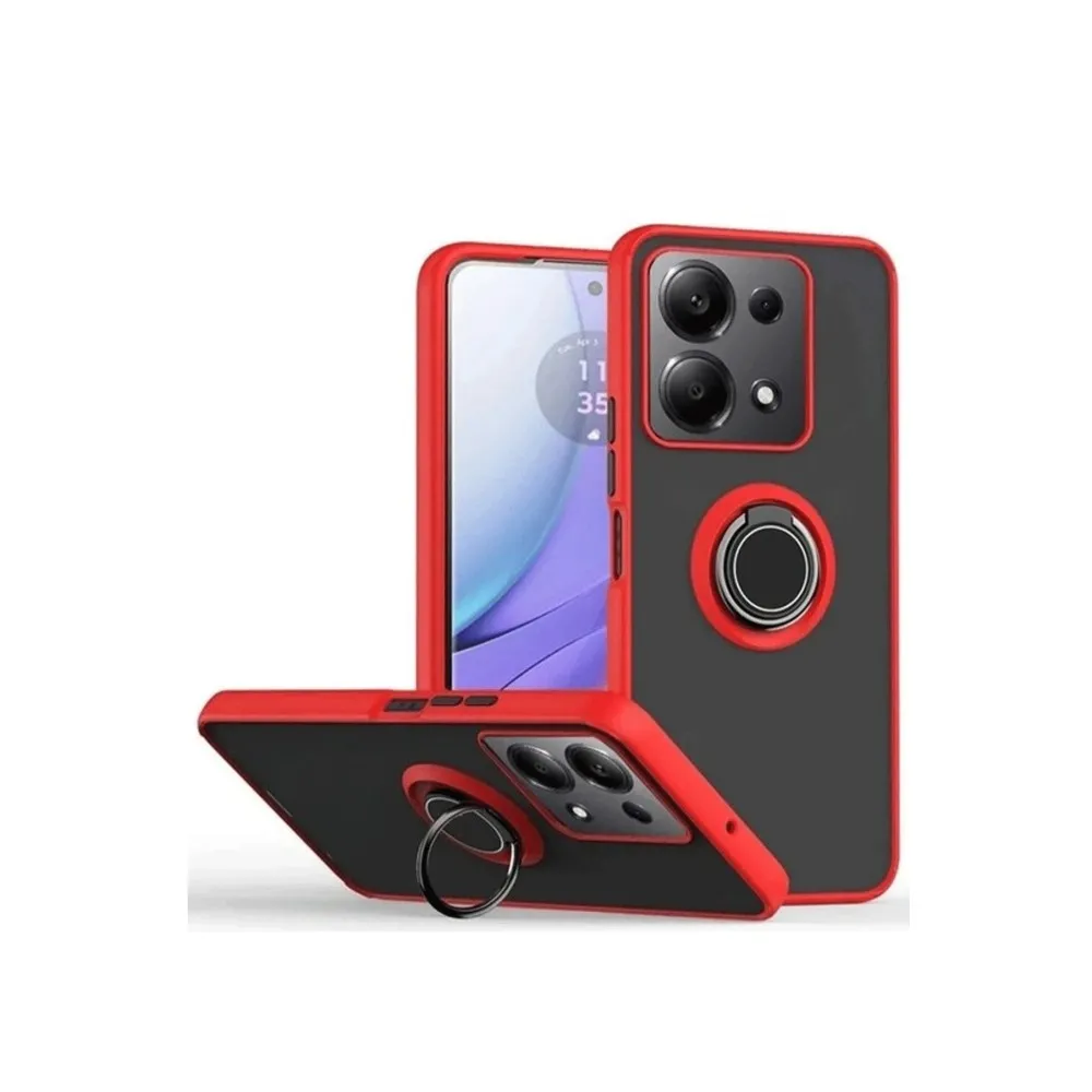 Newface Xiaomi Redmi Note 13 Pro 4G Montreal Yüzüklü Silikon Kapak - Kırmızı