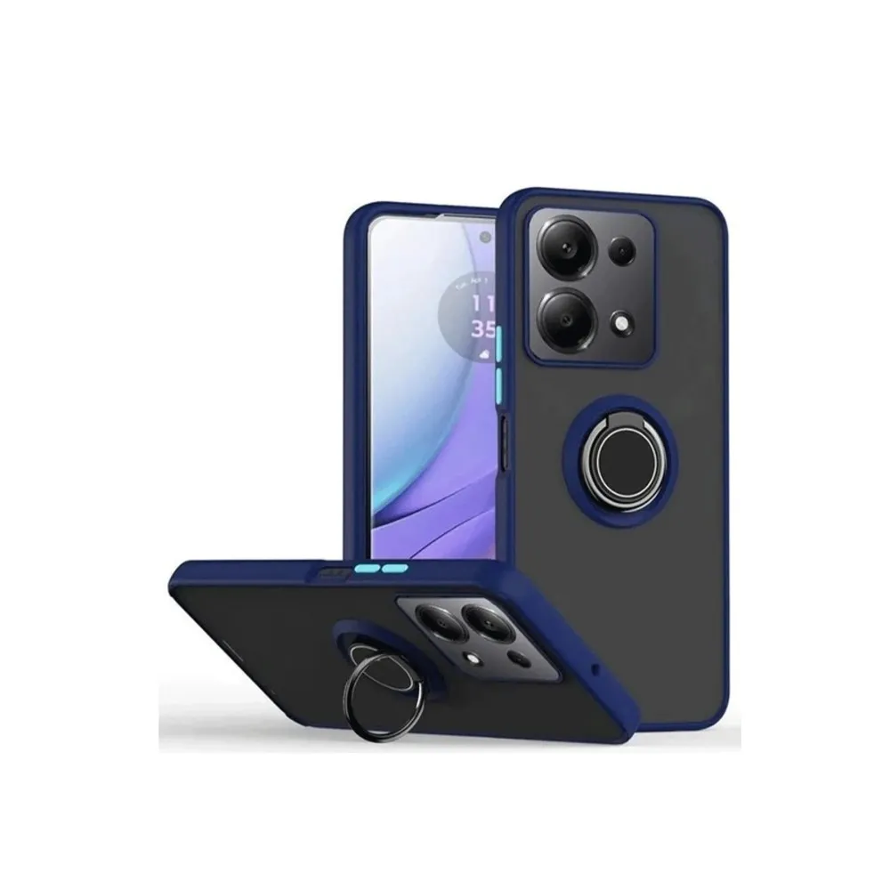 Newface Xiaomi Redmi Note 13 Pro 4G Montreal Yüzüklü Silikon Kapak - Lacivert