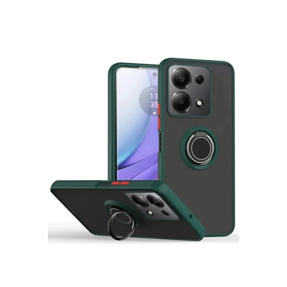 Newface Xiaomi Redmi Note 13 Pro 4G Montreal Yüzüklü Silikon Kapak - Yeşil