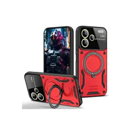 Newface Xiaomi Redmi Note 13 Pro Plus Joy Lens Standlı Kapak - Kırmızı