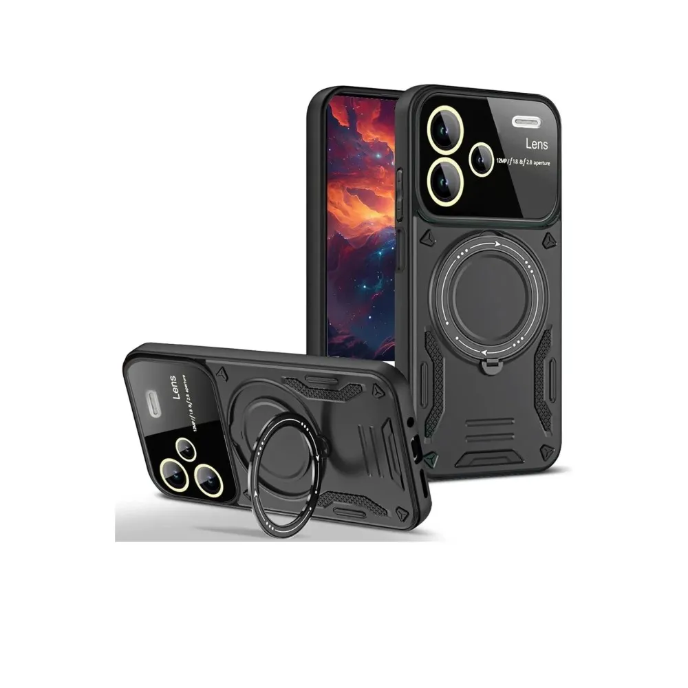 Newface Xiaomi Redmi Note 13 Pro Plus Joy Lens Standlı Kapak - Siyah