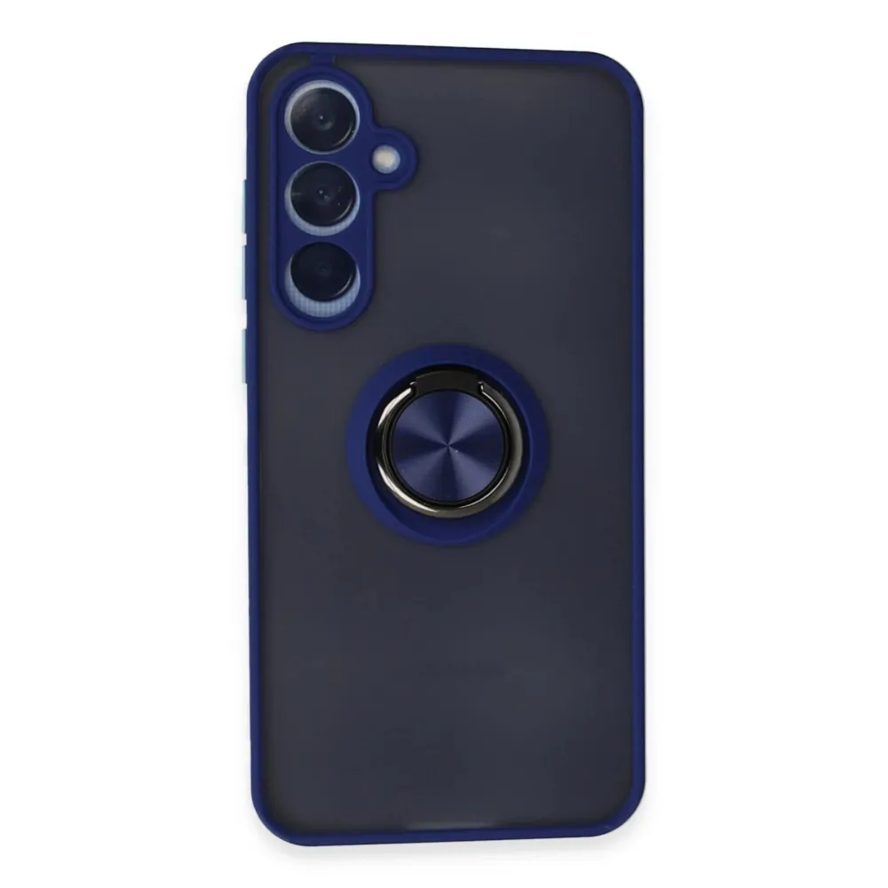 Newface Samsung Galaxy A35 5G Kılıf Montreal Yüzüklü Silikon Kapak - Lacivert