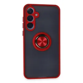 Newface Samsung Galaxy A55 5G Kılıf Montreal Yüzüklü Silikon Kapak - Kırmızı