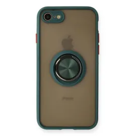 Newface Iphone 7 Kılıf Montreal Yüzüklü Silikon Kapak - Yeşil