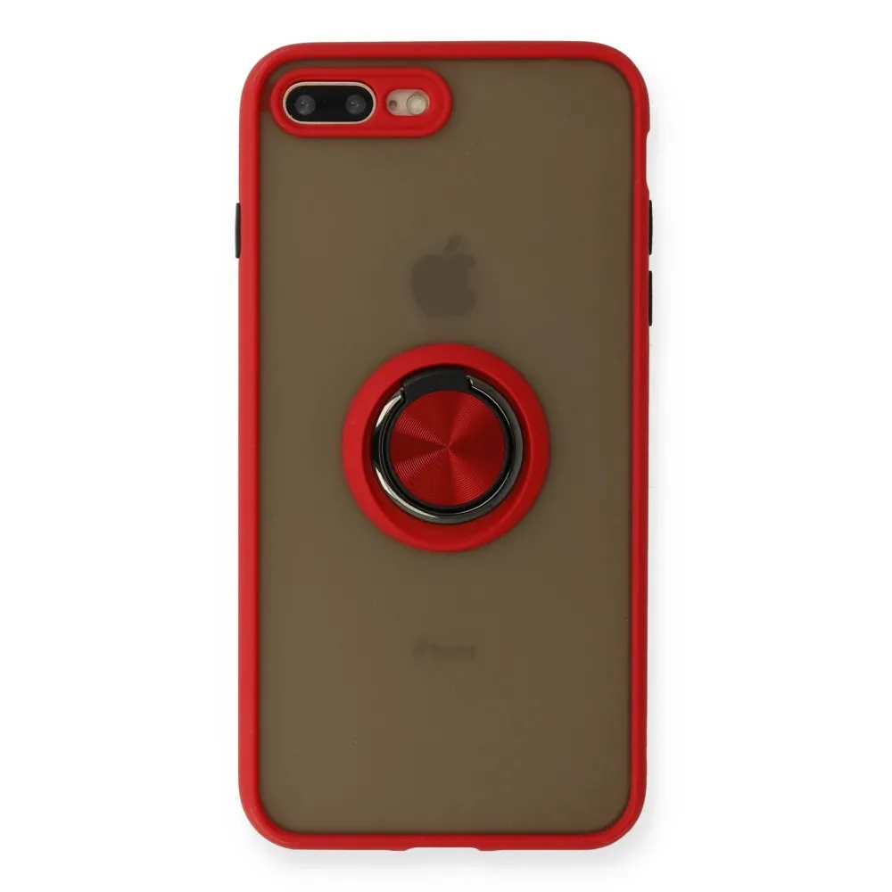 Newface Iphone 7 Plus Kılıf Montreal Yüzüklü Silikon Kapak - Kırmızı