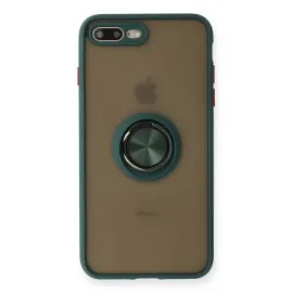Newface iPhone 7 Plus Kılıf Montreal Yüzüklü Silikon Kapak - Yeşil