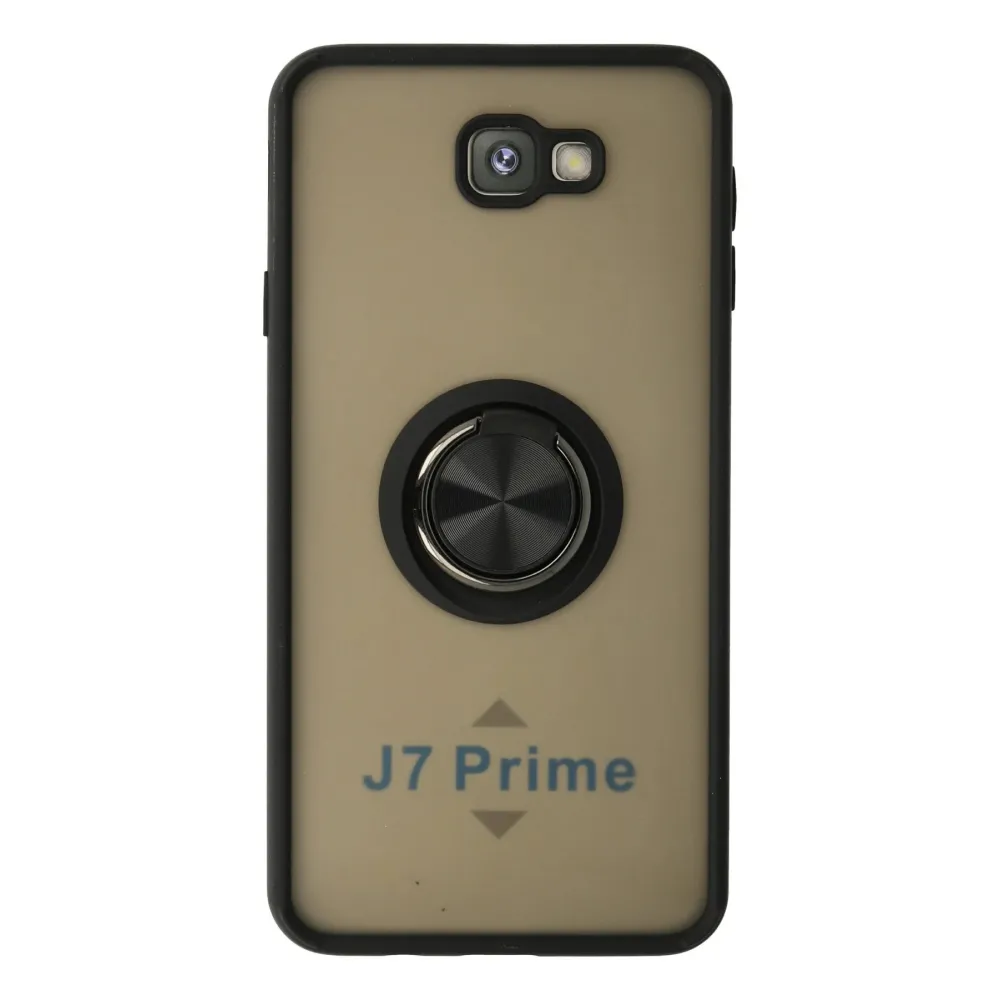 Newface Samsung Galaxy J7 Prime Kılıf Montreal Yüzüklü Silikon Kapak - Siyah