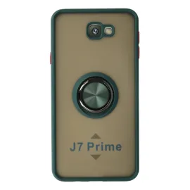 Newface Samsung Galaxy J7 Prime Kılıf Montreal Yüzüklü Silikon Kapak - Yeşil