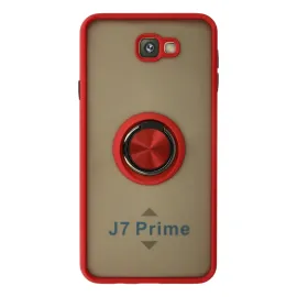 Newface Samsung Galaxy J7 Prime Kılıf Montreal Yüzüklü Silikon Kapak - Kırmızı