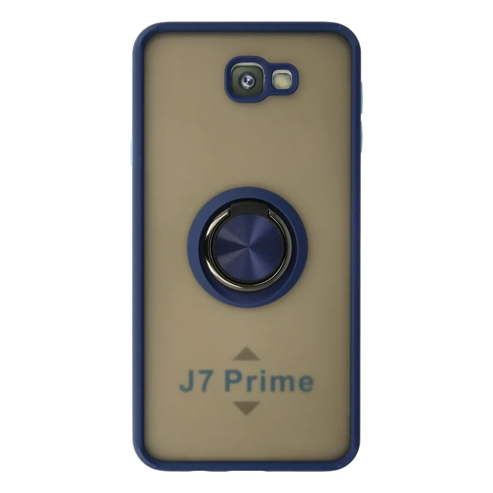 Newface Samsung Galaxy J7 Prime Kılıf Montreal Yüzüklü Silikon Kapak - Lacivert
