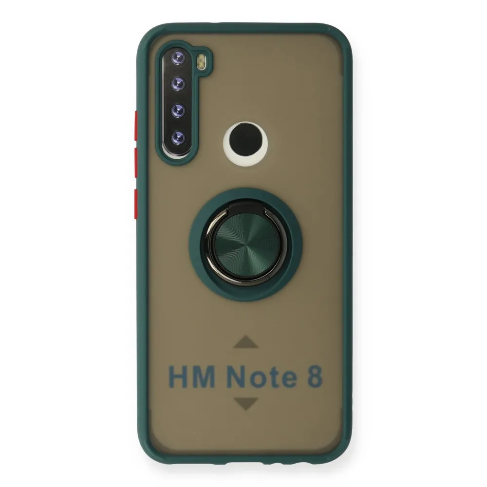 Newface Xiaomi Redmi Note 8 Kılıf Montreal Yüzüklü Silikon Kapak - Yeşil