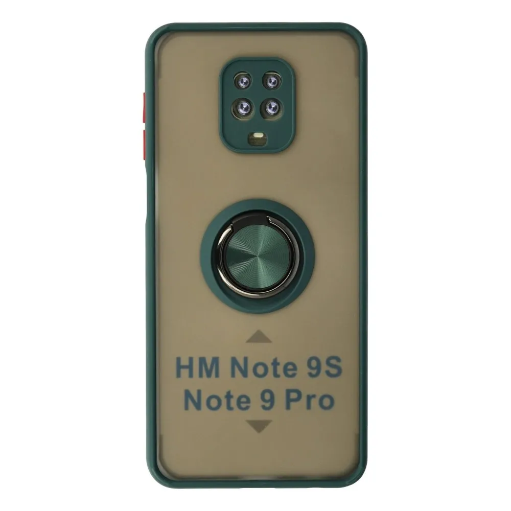 Newface Xiaomi Redmi Note 9 Pro Kılıf Montreal Yüzüklü Silikon Kapak - Yeşil
