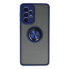 Newface Samsung Galaxy A33 5G Kılıf Montreal Yüzüklü Silikon Kapak - Lacivert