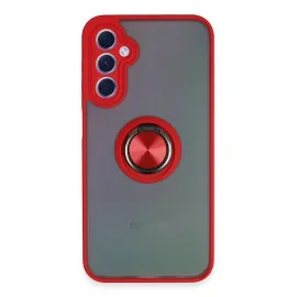 Newface Samsung Galaxy A24 4G Kılıf Montreal Yüzüklü Silikon Kapak - Kırmızı