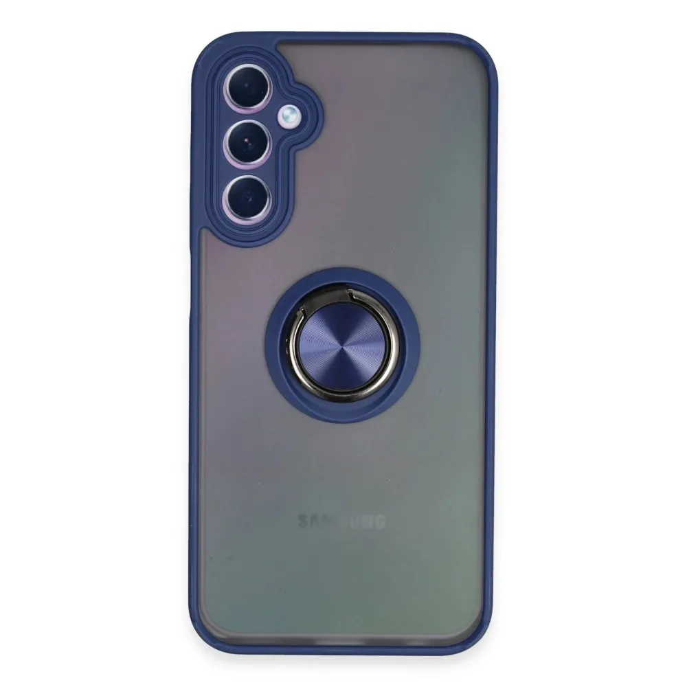 Newface Samsung Galaxy A24 4G Kılıf Montreal Yüzüklü Silikon Kapak - Lacivert