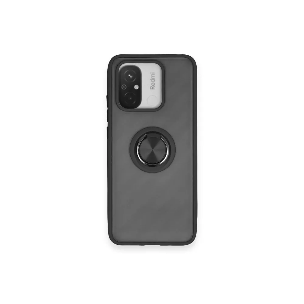 Newface Xiaomi Redmi 12C Kılıf Montreal Yüzüklü Silikon Kapak - Siyah